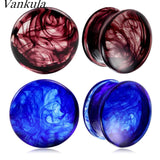 Vankula 2PCS Glass Ear Body Jewelry Expanders Piercing Tunnels Plugs