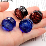 Vankula 2PCS Glass Ear Body Jewelry Expanders Piercing Tunnels Plugs