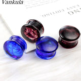 Vankula 2PCS Glass Ear Body Jewelry Expanders Piercing Tunnels Plugs