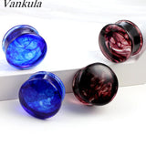 Vankula 2PCS Glass Ear Body Jewelry Expanders Piercing Tunnels Plugs