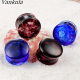 Vankula 2PCS Glass Ear Body Jewelry Expanders Piercing Tunnels Plugs