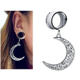 Moon Pendant Ear Tunnel Plugs Flesh Piercing Earring