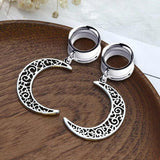 Moon Pendant Ear Tunnel Plugs Flesh Piercing Earring