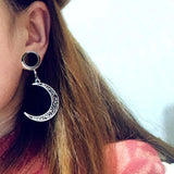 Moon Pendant Ear Tunnel Plugs Flesh Piercing Earring