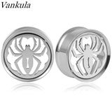 Vankula 2pcs Spider Ear Plugs Stainless Steel Body Piercing Jewelry
