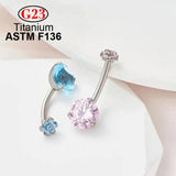 Female G23 Titanium Crystal Zircon Belly Button Rings Navel Piercing