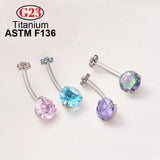 Female G23 Titanium Crystal Zircon Belly Button Rings Navel Piercing