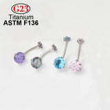 Female G23 Titanium Crystal Zircon Belly Button Rings Navel Piercing