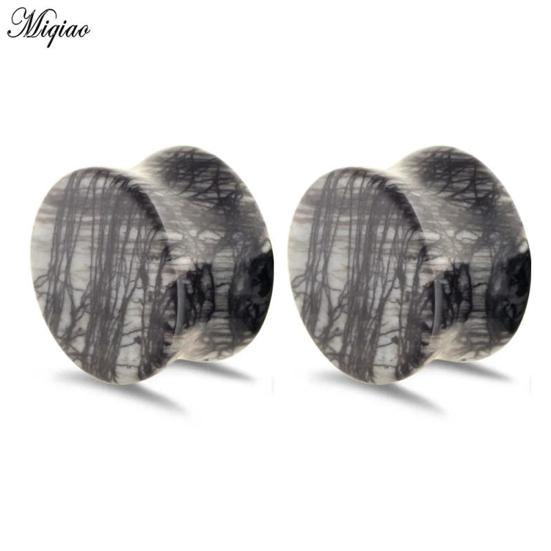2pcs Natural Stone Horn Ear Expander 6mm-16mm