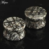 2pcs Natural Stone Horn Ear Expander 6mm-16mm