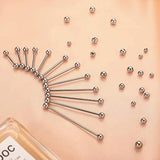 24 Tongue Rings Nipple 24 Replacement Balls Stainless Steel Straight Mix Sizes