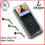 40pcs 2mm CZ Nose Bone Studs Surgical Steel