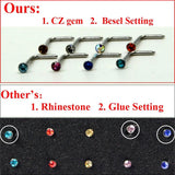 40pcs 2mm CZ Nose Bone Studs Surgical Steel