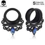 2Pcs Zircon Flower Vine Ear Plugs Tunnels Piercing Gauges