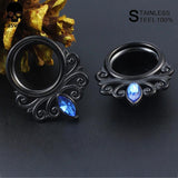 2Pcs Zircon Flower Vine Ear Plugs Tunnels Piercing Gauges