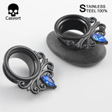 2Pcs Zircon Flower Vine Ear Plugs Tunnels Piercing Gauges