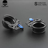 2Pcs Zircon Flower Vine Ear Plugs Tunnels Piercing Gauges