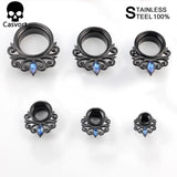 2Pcs Zircon Flower Vine Ear Plugs Tunnels Piercing Gauges