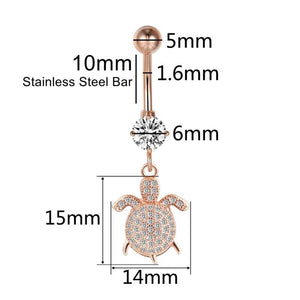 Ocean Turtle Belly Button Ring 14G Stainless Steel Body Piercing