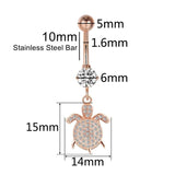 Ocean Turtle Belly Button Ring 14G Stainless Steel Body Piercing