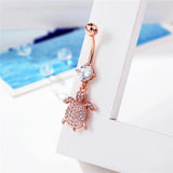 Ocean Turtle Belly Button Ring 14G Stainless Steel Body Piercing