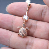 Ocean Turtle Belly Button Ring 14G Stainless Steel Body Piercing