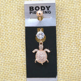 Ocean Turtle Belly Button Ring 14G Stainless Steel Body Piercing