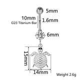Ocean Turtle Belly Button Ring 14G Stainless Steel Body Piercing