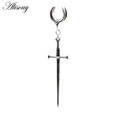 316L Stainless Steel Saddle Ear Expander with Long Sword Earrings