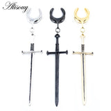 316L Stainless Steel Saddle Ear Expander with Long Sword Earrings