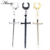 316L Stainless Steel Saddle Ear Expander with Long Sword Earrings