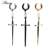 316L Stainless Steel Saddle Ear Expander with Long Sword Earrings