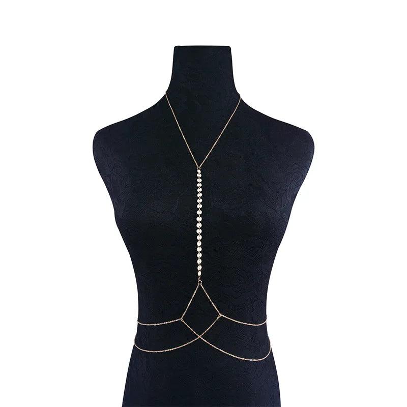 Sequins Belly Waist Chain Long Lariat Alloy Body Chain Jewelry