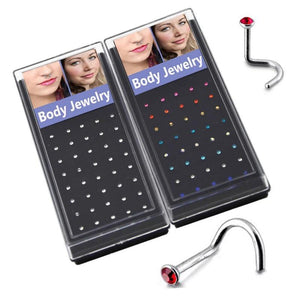 40pcs Stainless Steel Nose Screw Ring 20G Body Piercing Jewelry