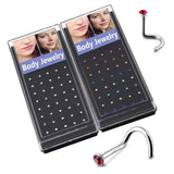 40pcs Stainless Steel Nose Screw Ring 20G Body Piercing Jewelry