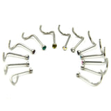 40pcs Stainless Steel Nose Screw Ring 20G Body Piercing Jewelry