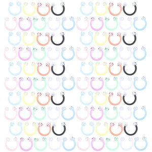 90Pcs Acrylic Horseshoe Circular Septum Nose Ring 16G Body Jewelry