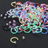 90Pcs Acrylic Horseshoe Circular Septum Nose Ring 16G Body Jewelry