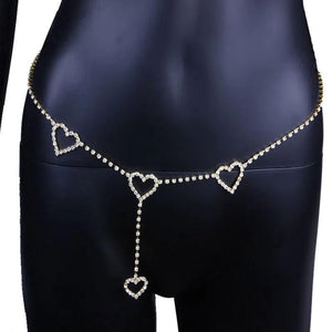 Stonefans Rhinestone Heart Waist Chain Belt Jewelry for Women