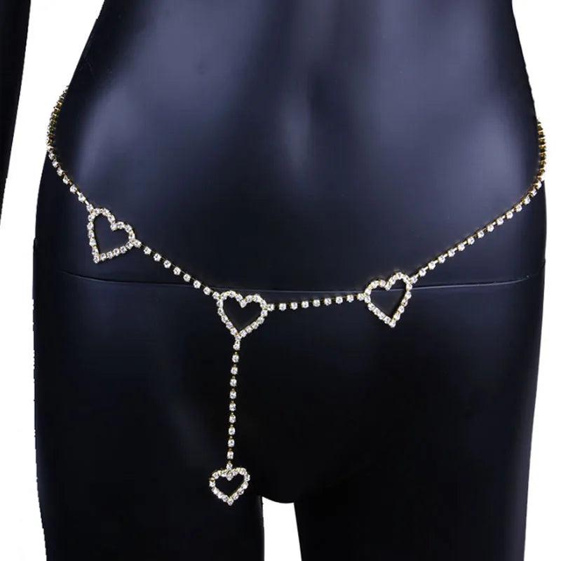 Stonefans Rhinestone Heart Waist Chain Belt Jewelry for Women