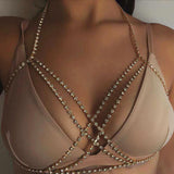 Sexy Rhinestone Bikini Harness Bra Body Chain Necklace