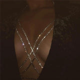 Sexy Rhinestone Bikini Harness Bra Body Chain Necklace