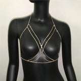 Sexy Rhinestone Bikini Harness Bra Body Chain Necklace