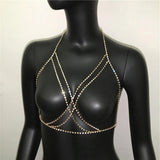 Sexy Rhinestone Bikini Harness Bra Body Chain Necklace