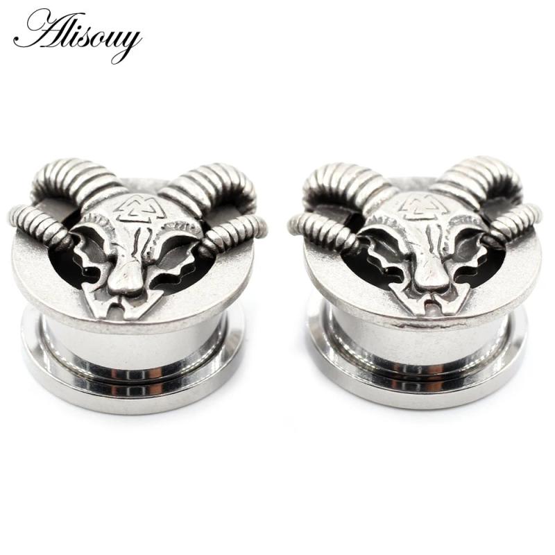 2PCS Sheep Head Ear Plugs Tunnels Expander Gauges Earrings