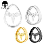 Stainless Steel Ear Gauges Plugs Bat Teardrop Double Flared Tunnels
