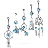5PC/Set Zircon Navel Nail Belly Button Ring Dream Catcher