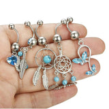 5PC/Set Zircon Navel Nail Belly Button Ring Dream Catcher
