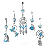 5PC/Set Zircon Navel Nail Belly Button Ring Dream Catcher
