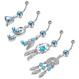 5PC/Set Zircon Navel Nail Belly Button Ring Dream Catcher